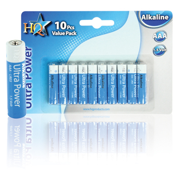Pack 10 piles alcalines LR03 / AAA - 1,5V